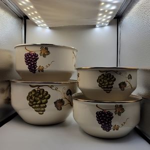 Elegant Cream Grapevine Design Mixing Bowl Set